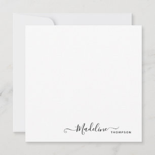 Elegant Modern Girly Script Black Note Card