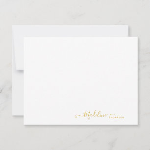 Elegant Modern Girly Script Metallic Gold Note Card