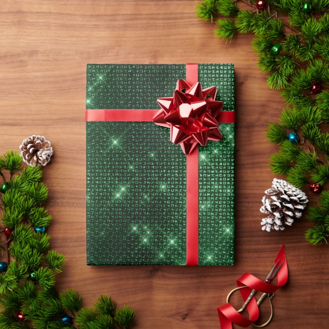 Elegant modern girly stylish green glitter wrapping paper (Holiday Gift)