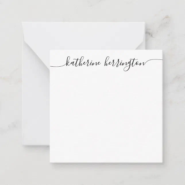 Elegant Modern Girly Swash Script Name Calligraphy Note Card | Zazzle