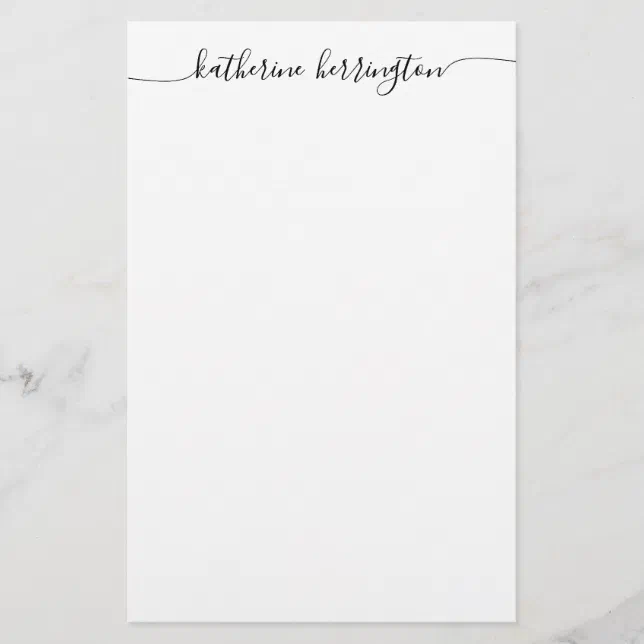 Elegant Modern Girly Swash Script Name Calligraphy Stationery | Zazzle