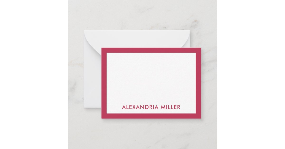 Elegant Modern Girly Trendy Magenta Pink Note Card | Zazzle