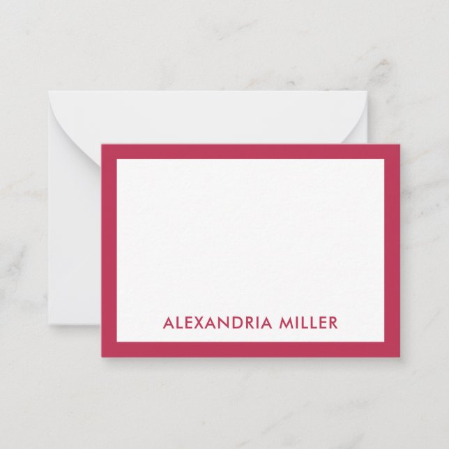 Elegant Modern Girly Trendy Magenta Pink Note Card (Front)