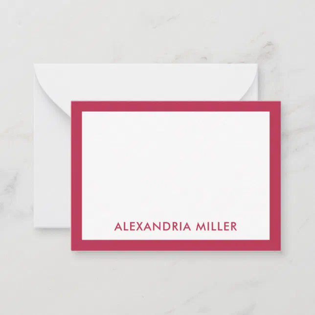 Elegant Modern Girly Trendy Magenta Pink Note Card | Zazzle