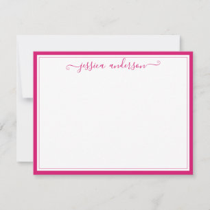 Elegant Modern Girly Trendy Magenta Pink Script Note Card