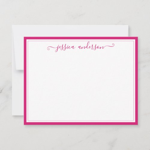 Elegant Modern Girly Trendy Magenta Pink Script Note Card