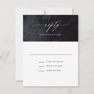 Elegant Modern Glam Black Goth Wedding RSVP Card
