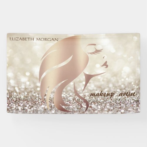 Elegant Modern Glamorous Glitter Face Silhouette Banner