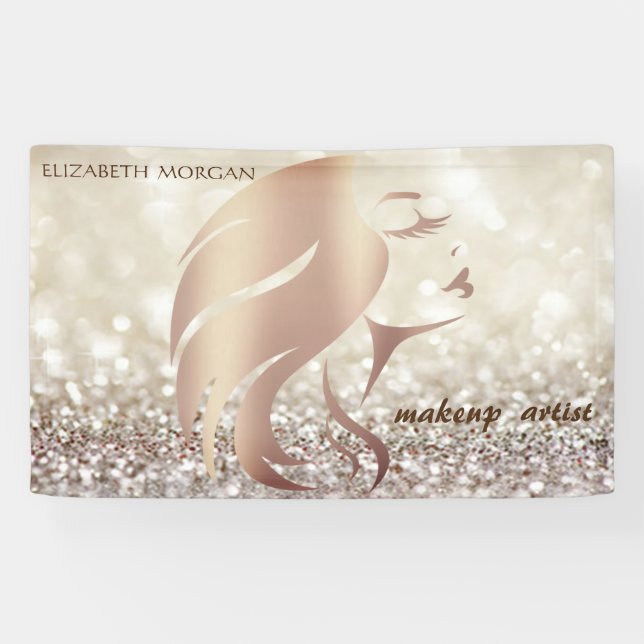 Elegant Modern Glamorous Glitter Face Silhouette Banner (Horizontal)