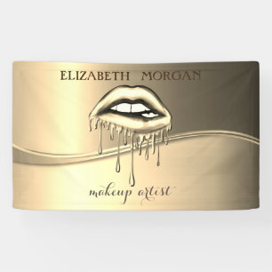 Elegant Modern Glamorous Metallic Dripping Lips Banner