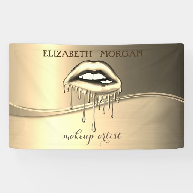 Elegant Modern Glamorous Metallic Dripping Lips Banner (Horizontal)