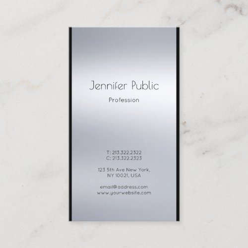 Elegant Modern Glamorous Silver Design Luxury Business Card