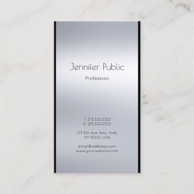 Elegant Modern Glamorous Silver Design Luxury Business Card (Front)