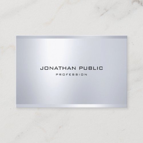 Elegant Modern Glamorous Silver Look Sleek Plain Business Card