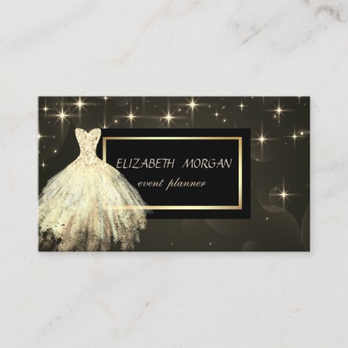 Elegant Modern Glamorous Stars Gold Dress  Business Card