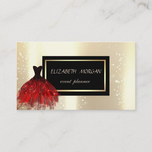 Elegant Modern Glamorouse Burgundy Gllitter Dress Business Card