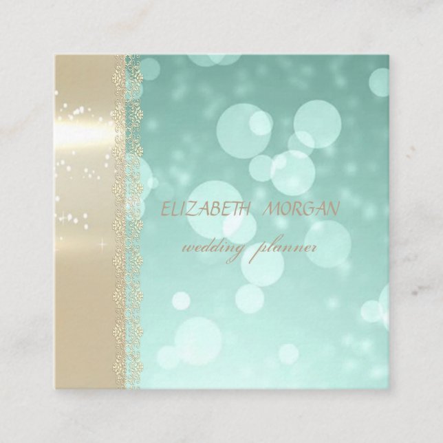 Elegant Modern Glamorouse ,Faux Gold,Bokeh,Lace Square Business Card (Front)