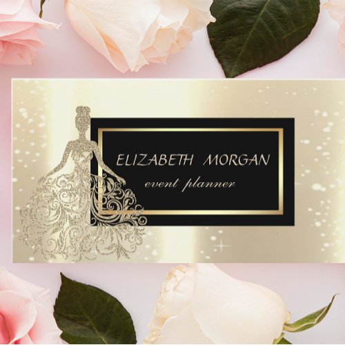 Elegant Modern Glamorouse Faux Gold Dress Business Card