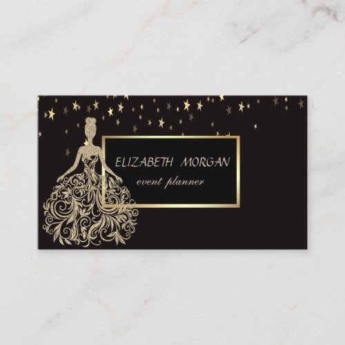 Elegant Modern Glamorouse Faux Gold DressStars Business Card