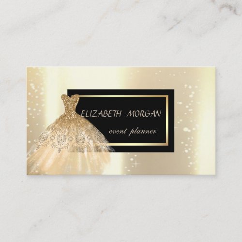 Elegant Modern Glamorouse Gold Gllitter Dress Business Card