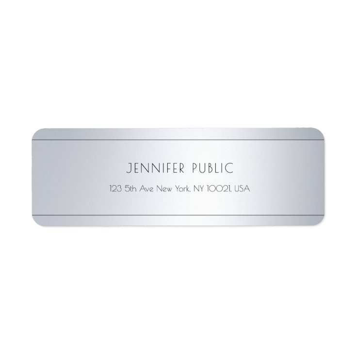 Elegant Modern Glamour Silver Return Address Label Zazzle