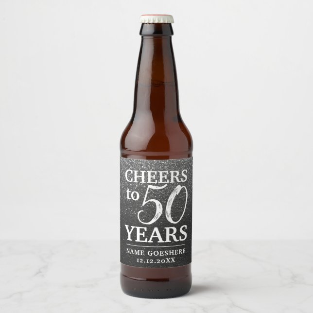 Elegant Modern Glitter Birthday Party Anniversary Beer Bottle Label (Front)
