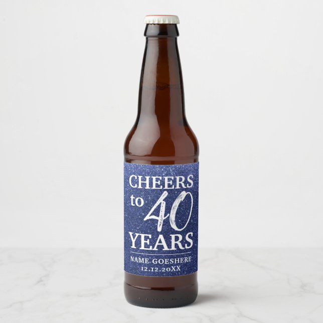 Elegant Modern Glitter Birthday Party Anniversary  Beer Bottle Label (Front)
