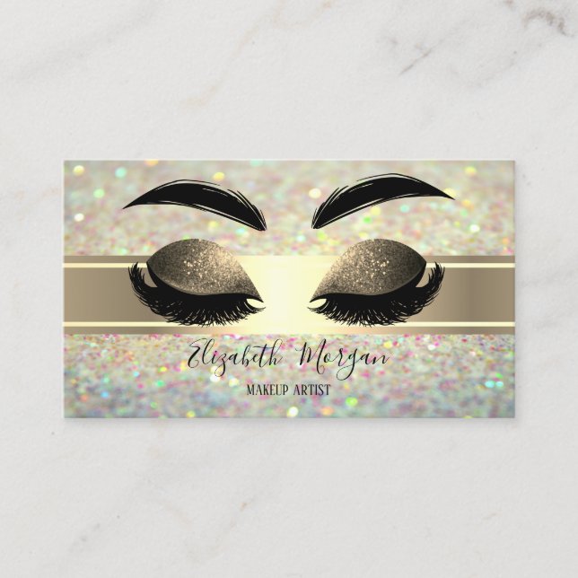 Elegant Modern Glitter Bokeh,Glitter Faux Lashes Business Card (Front)