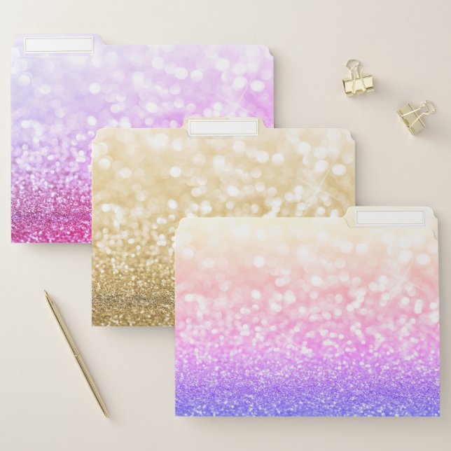 Elegant Modern Glitter Bokeh Pattern File Folder (Set)
