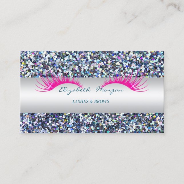 Elegant  Modern Glitter, Faux Lashes Business Card (Front)