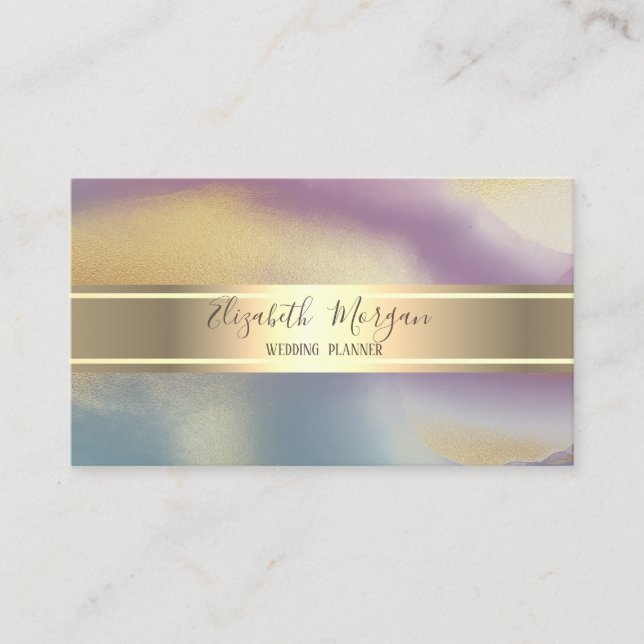 Elegant Modern Glitter,Gold Stripe Colorful Business Card (Front)