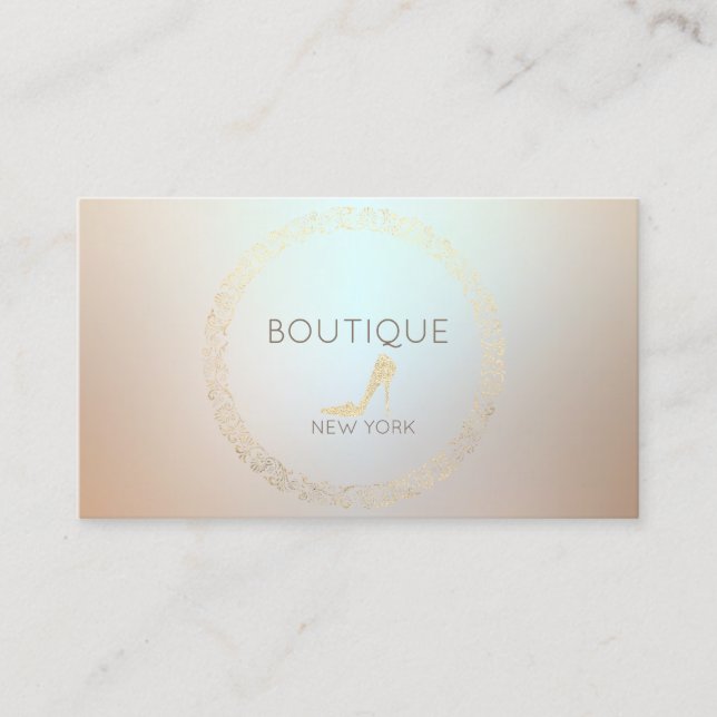 Elegant Modern Glitter High Heel,Oval Frame Business Card (Front)