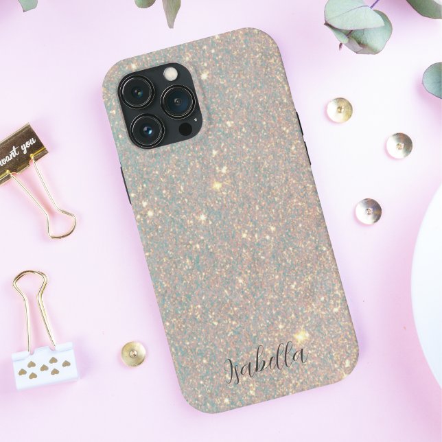 Elegant Modern Glitter Holographic Custom Name Case-Mate iPhone Case (Creator Uploaded)