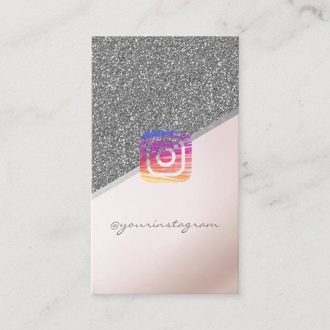 Elegant  Modern Glitter, Instagram Social Media Business Card (Front)