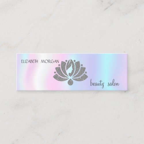 Elegant Modern Glitter Lotus Girl Holographic Mini Business Card