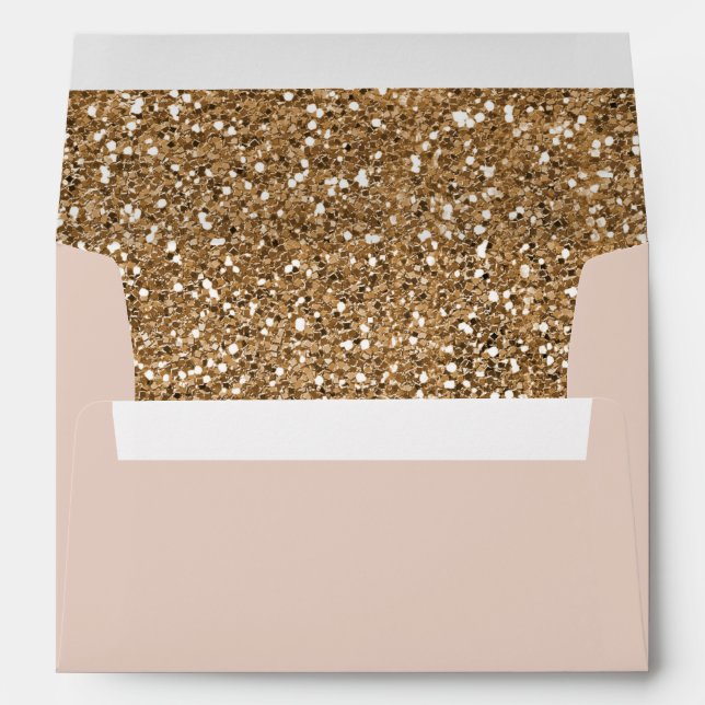 Elegant Modern Glitter Rose Gold Blush Glam Party Envelope (Back (Bottom))