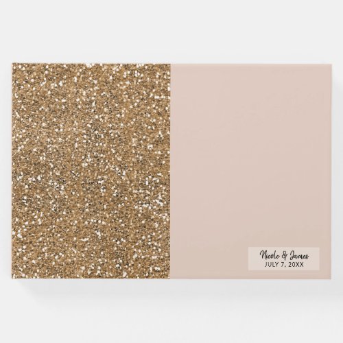 Elegant Modern Glitter Rose Gold Blush Glam Party Guest Book