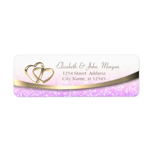 Elegant Modern  Glittery BokehGold Hearts Rings Label