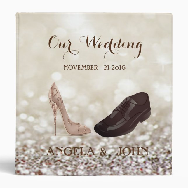 Elegant Modern  Glittery,Shoes Wedding Binder (Front)
