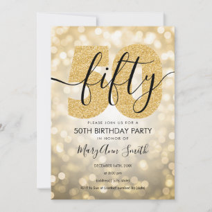 Elegant Modern Gold 50th Birthday Party Invite