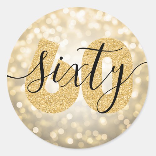 Elegant Modern Gold 60th Birthday Glitter  Classic Round Sticker