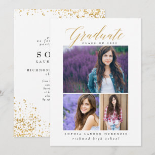 Elegant modern gold abstract speckled graduation i invitation