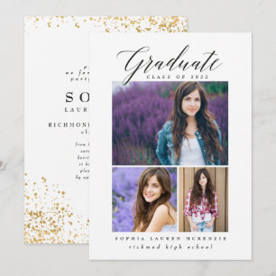 Elegant modern gold abstract speckled graduation invitation