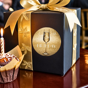 Elegant Modern Gold Adult Birthday Surprise Party Classic Round Sticker
