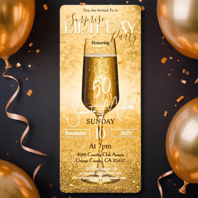 Elegant Modern Gold Adult Birthday Surprise Party  Invitation (Creator Uploaded)