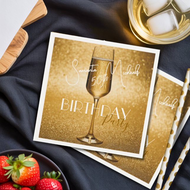 Elegant Modern Gold Adult Birthday Surprise Party Napkins (Creator Uploaded)