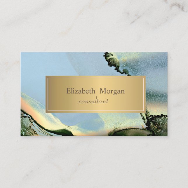 Elegant Modern Gold Alcohol Ink  Business Card (Front)