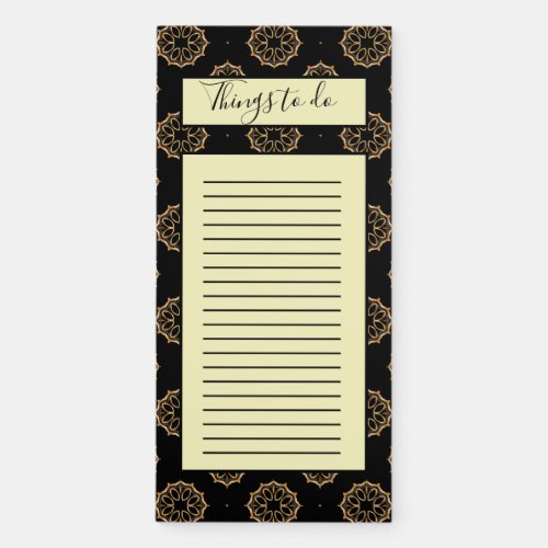 Elegant Modern Gold and Black Patterned Reminder Magnetic Notepad