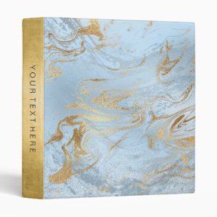 Elegant modern gold and blue marble & glitter 3 ring binder
