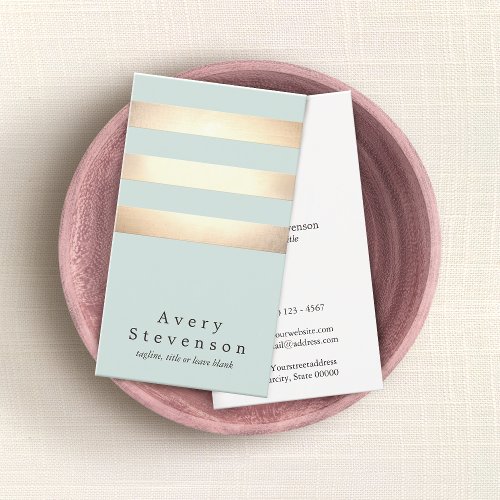 Elegant Modern Gold and Blue Stripes Business Card